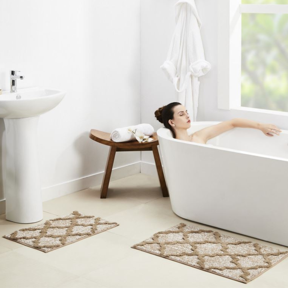 Buy Non Slip Bath Mats Set of 2 Quatrefoil Design 40x60cm 50x80cm 1250 GMS Online Penguin Home