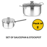 Premium Stainless Steel Cookware Set- Stockpot and Saucepan