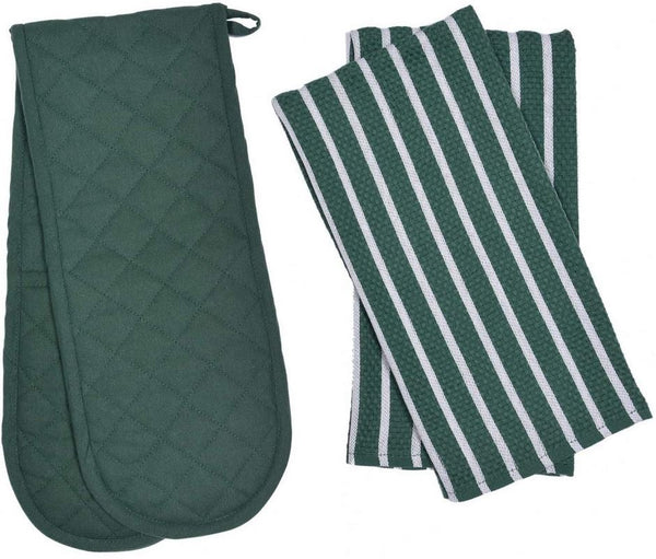 Oven Glove & Kitchen Tea Towels - Set of 3