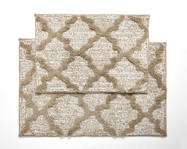 Non Slip Bath Mats - Set of 2 - Quatrefoil Design - 40x60cm - 50x80cm - 1250 GMS